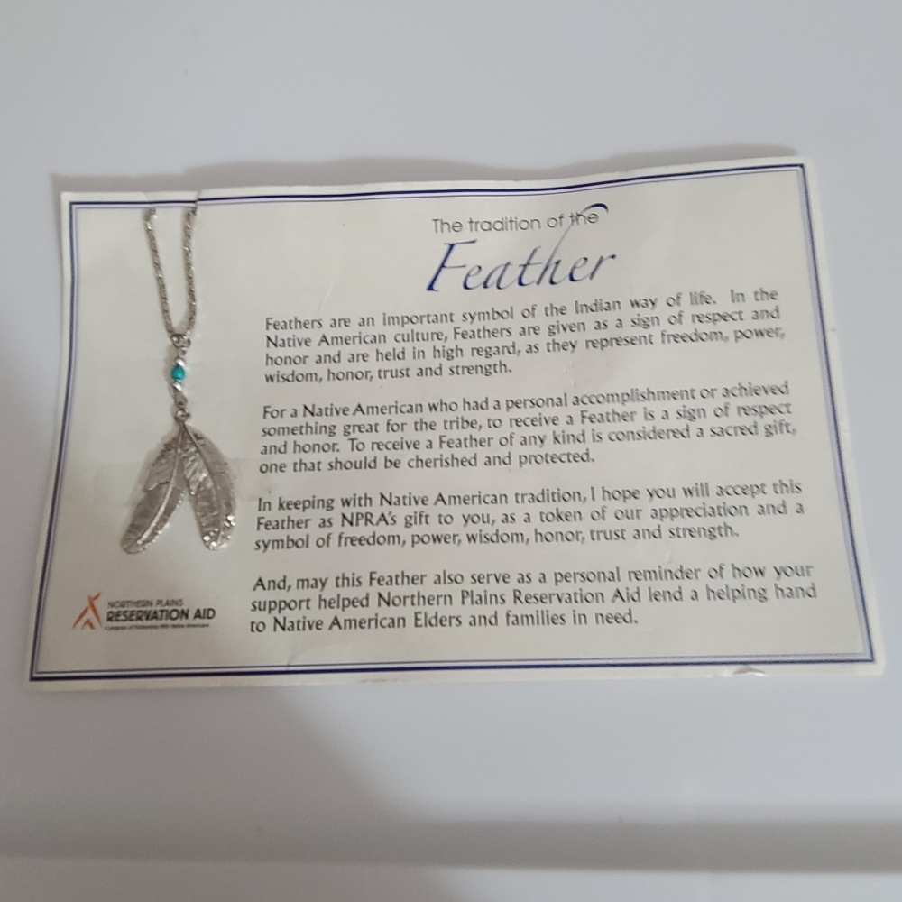 Northern plains Native American reservation necklace feather turquoise navajo